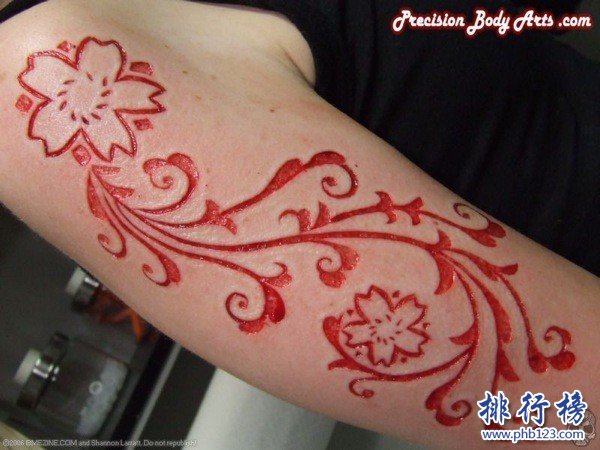 手臂花卉圖片割肉紋身圖片