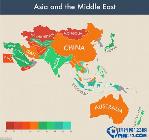 亞洲和中東地區的情況。（圖片來源：英國媒體）