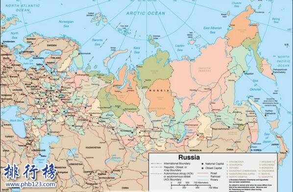 世界上面積最大的國家:俄羅斯,國土面積約等於兩個中國