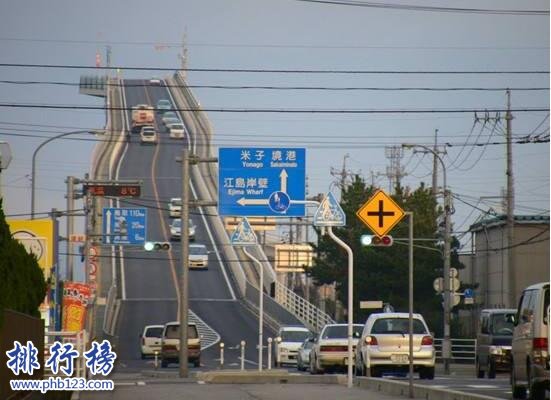 日本最陡峭大橋:江島大橋,爬坡角度堪比過山車